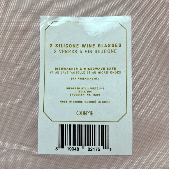 Sefora ODEME Silicone Wine Glasses set of TWO in pink travel bag BRAND NEW! - Picture 7 of 10